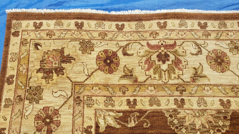Indo Persian Rug 10x14, Mahal Sultanabad Oriental Carpet, Burnt Orange & Beige, Handmade Wool Area Rug by Jewel Rugs