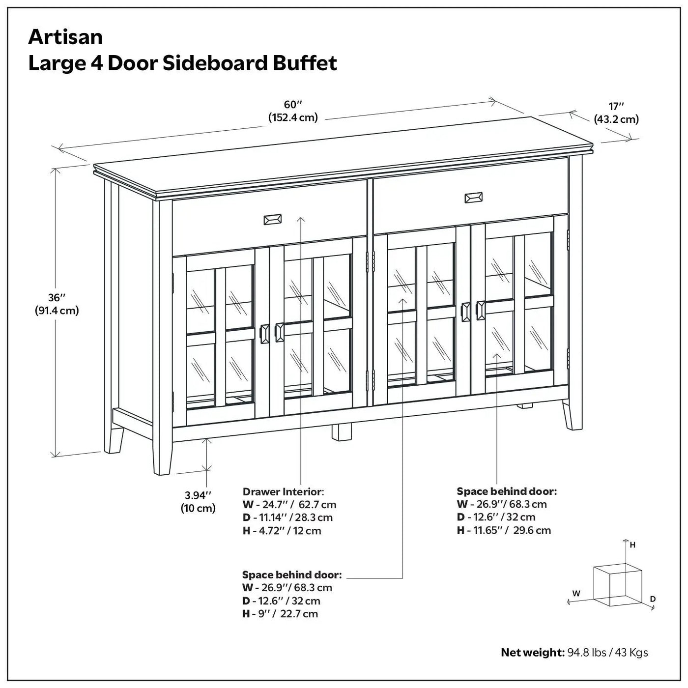 Artisan - 4 Door Sideboard Buffet by HouseOfZazla