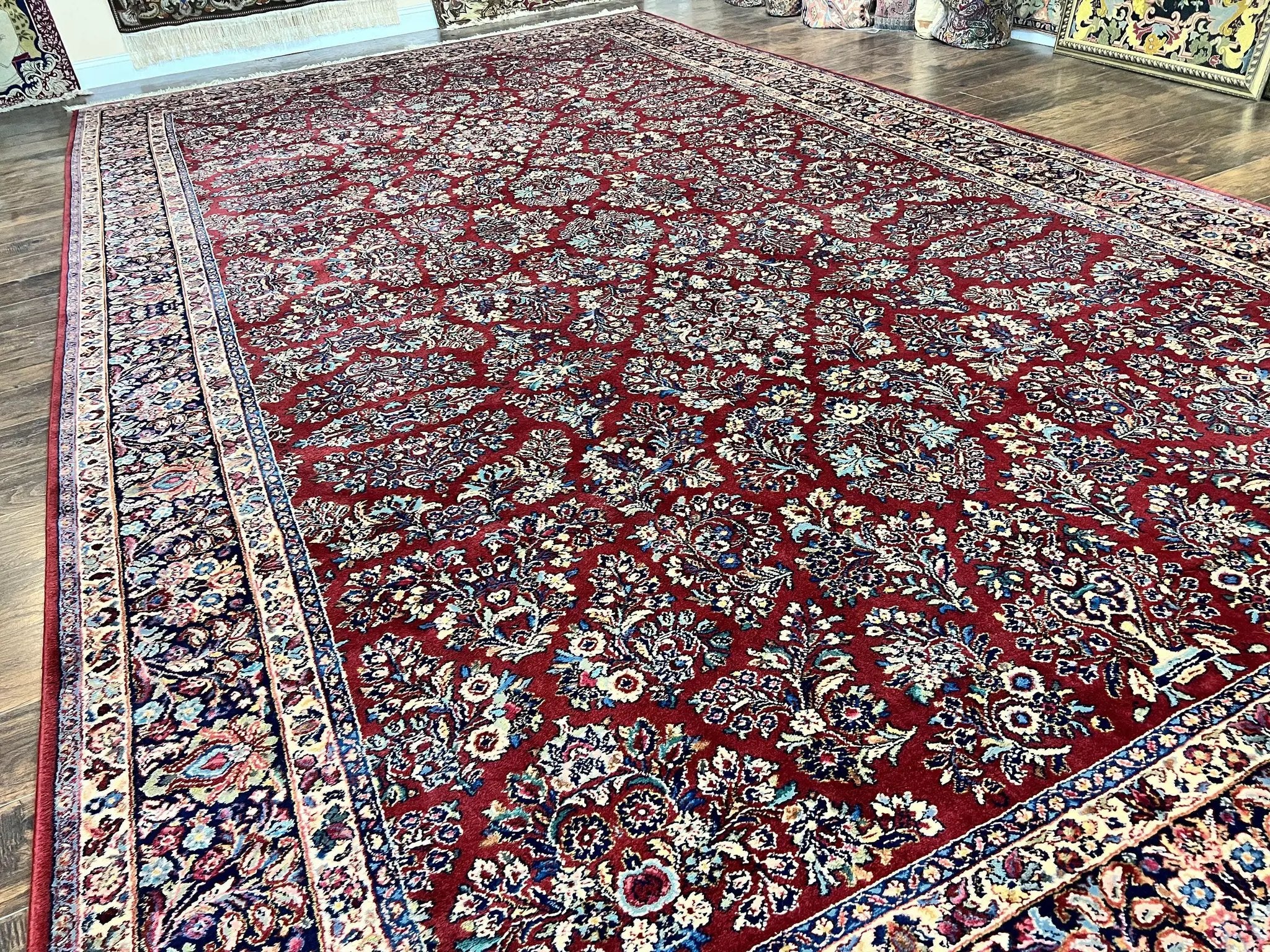 Karastan Rug 10x18 Red Sarouk #785, Wool Karastan Carpet, Original 700 Series, Vintage Discontinued Large Oriental Rug by Jewel Rugs