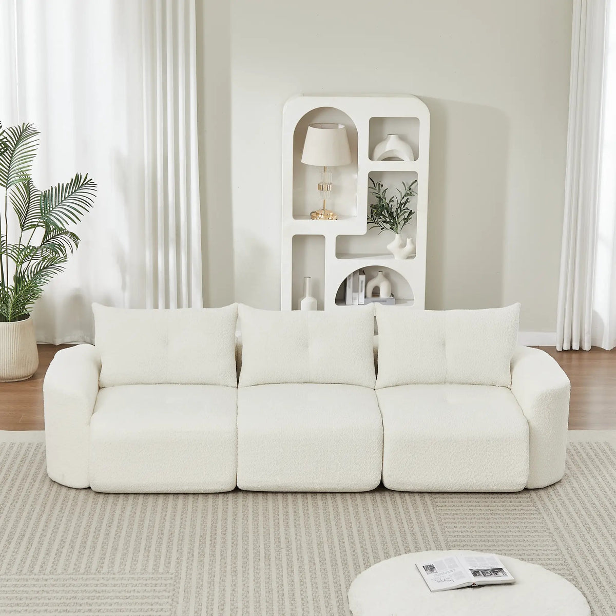 Chenille Sofa for Living Room - 109" Large Modern 3-Seater by HouseOfZazla