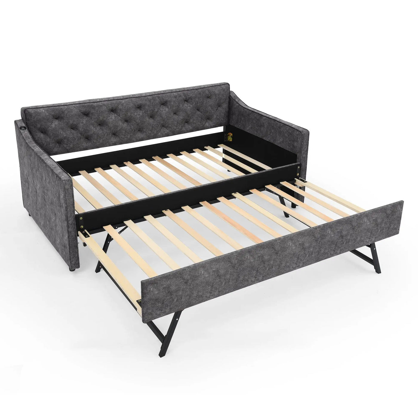 Daybed With Pop Up Trundle And USB Charging Armrest by HouseOfZazla
