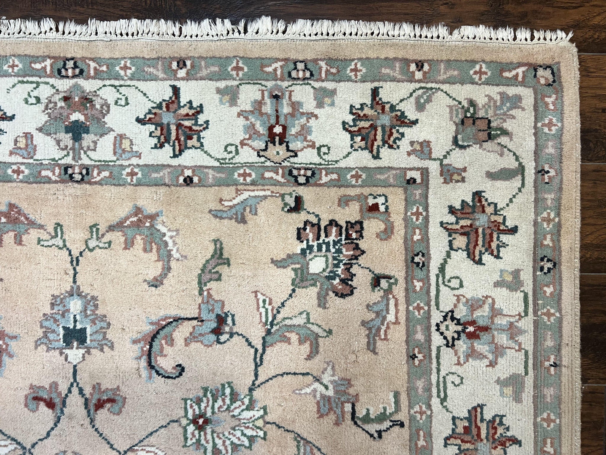 Indo Persian Rug 6x9, Handmade Vintage Wool Carpet, Floral Allover by Jewel Rugs