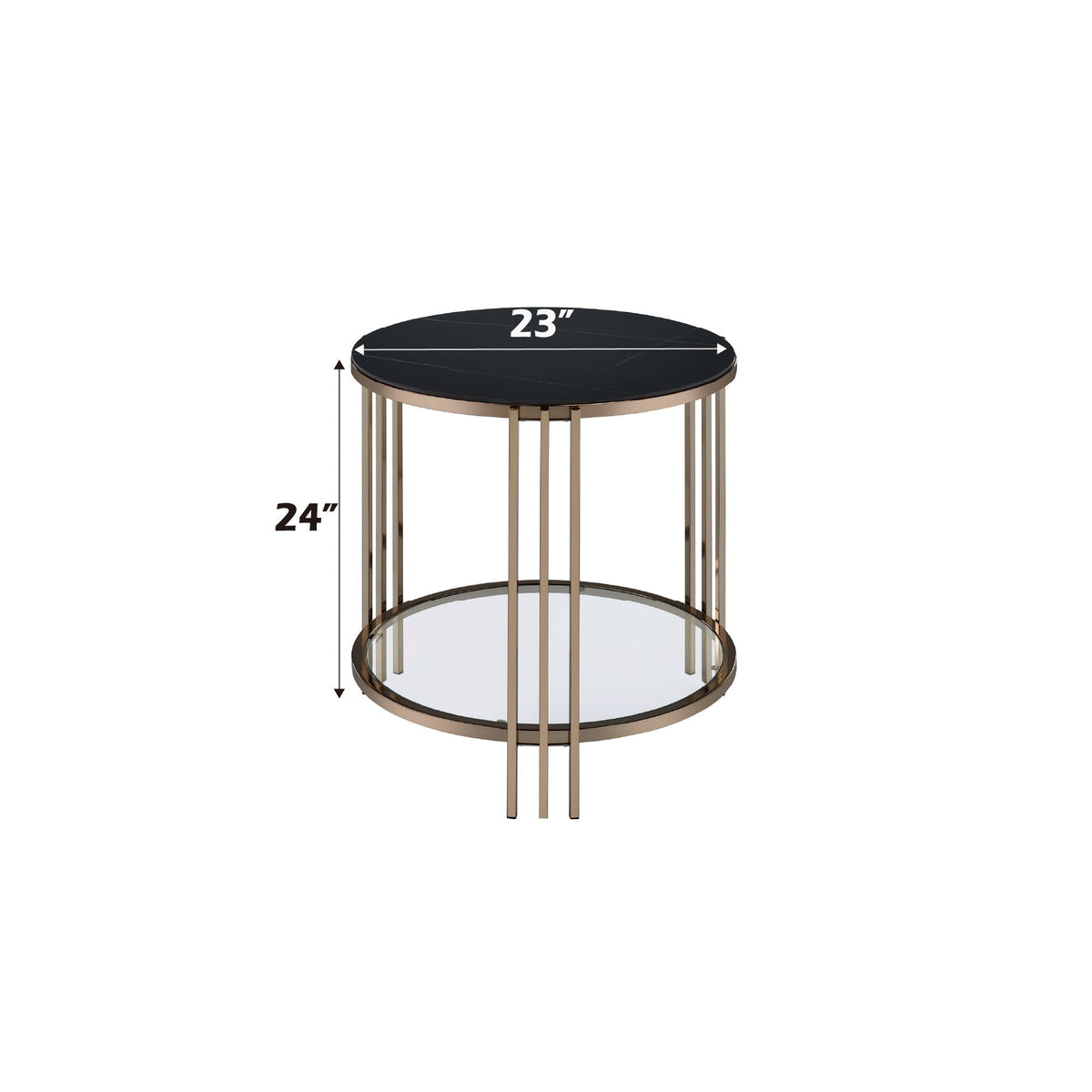 Abisha Sintered Stone Top Round Table with Lower Shelf - Black, photo 6 of 8