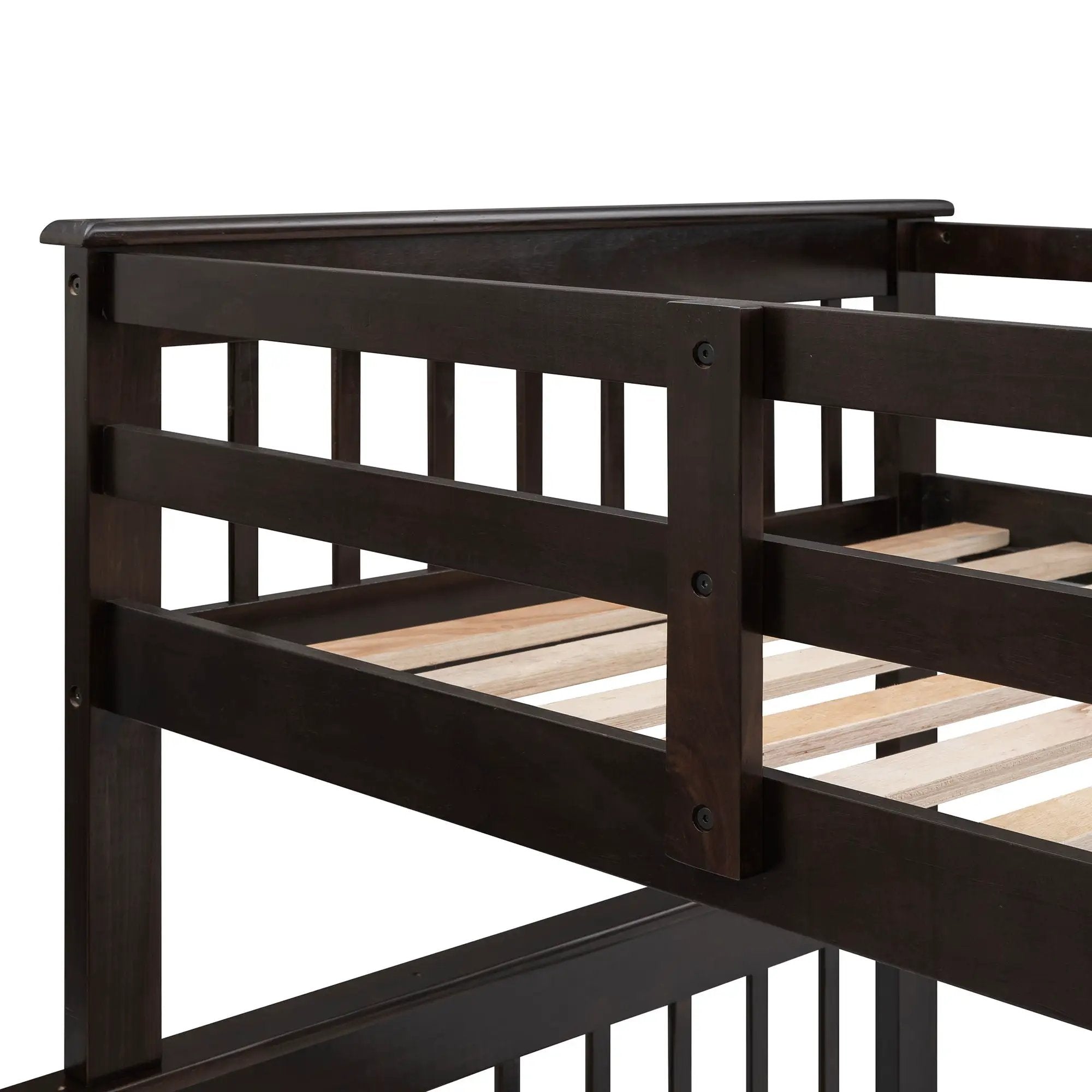 Stairway Bunk Bed With Storage And Guard Rail For Bedroom by HouseOfZazla