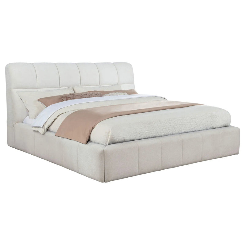Nollet 48-inch Upholstered Eastern King Platform Bed Cream by Unique Piece Furniture