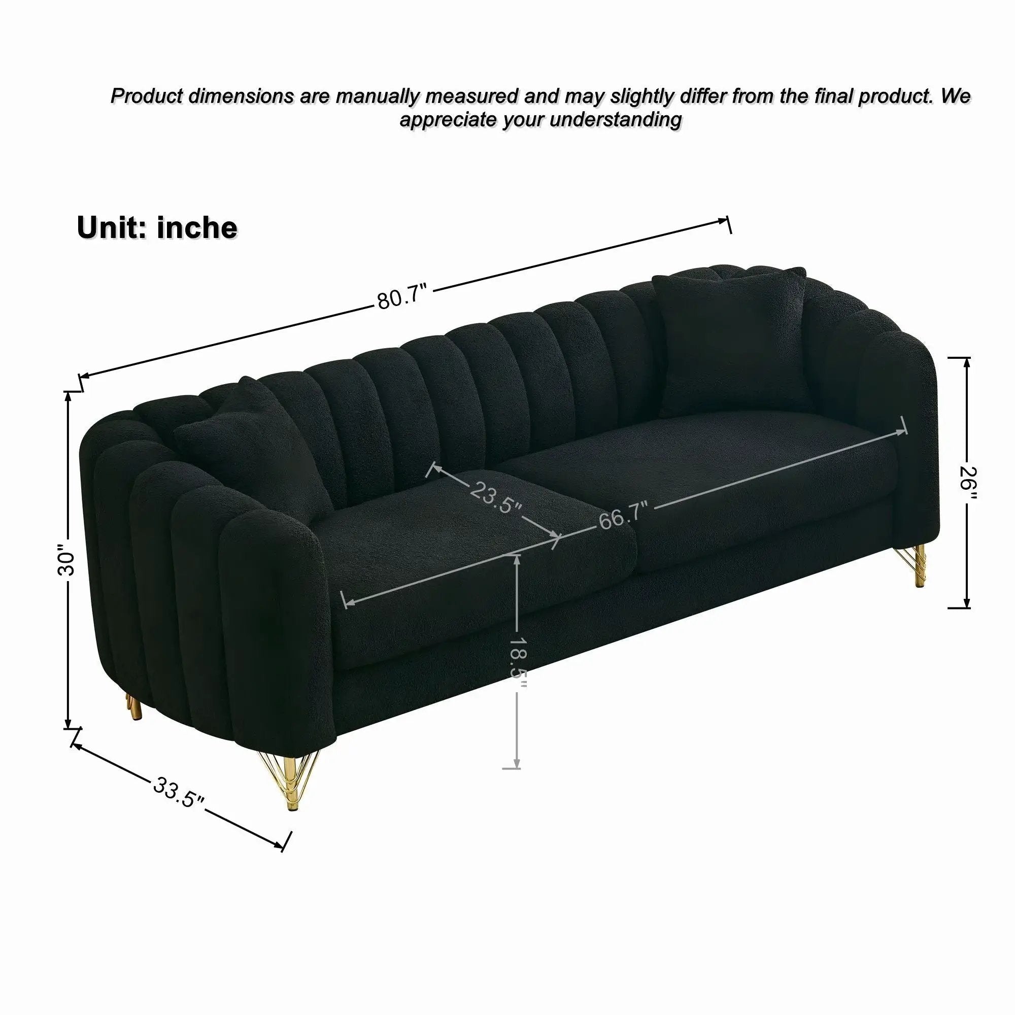 Oversized Sofa, Deep Tufted Couch by Unique Piece Furniture
