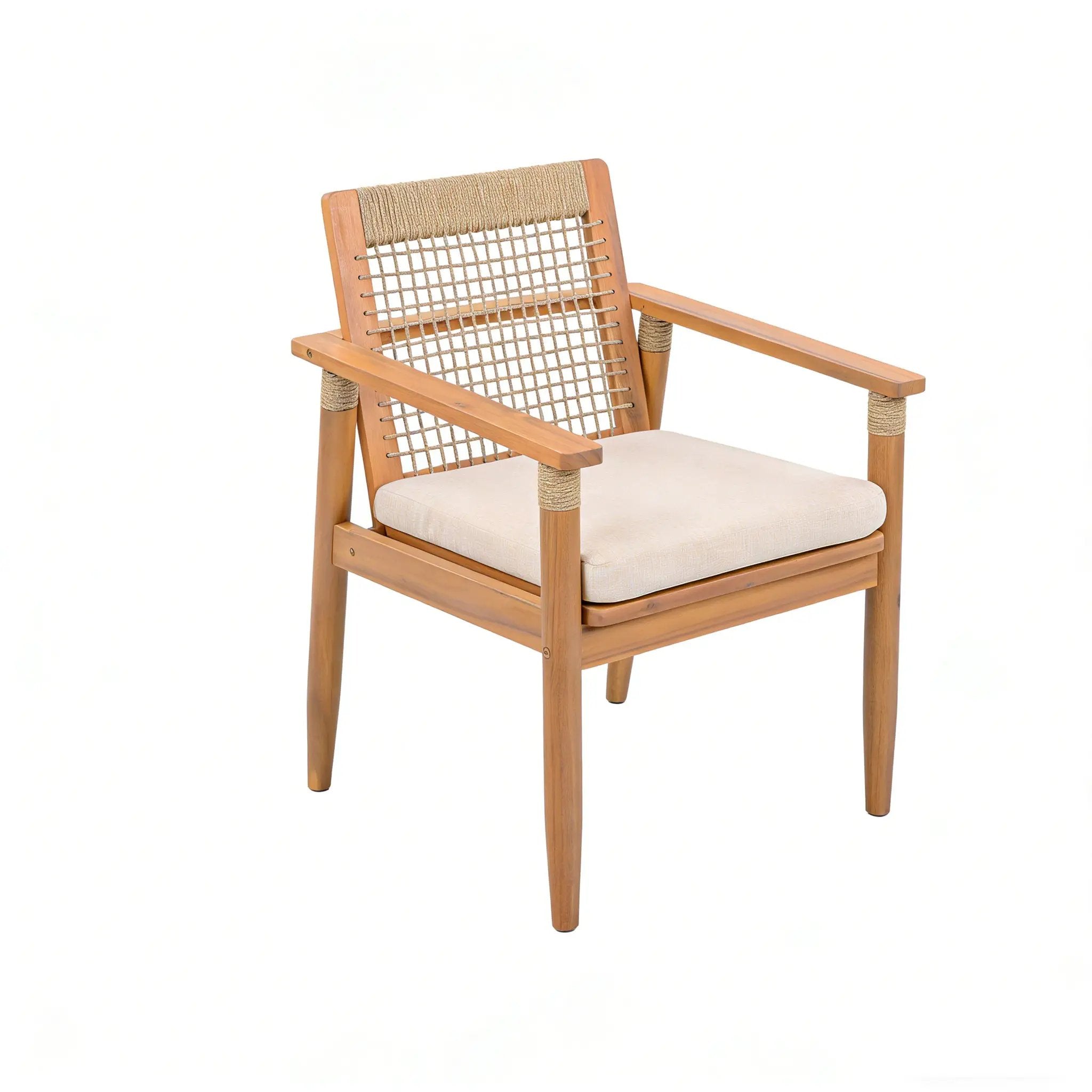 7 Pieces Acacia Wood Outdoor Dining Set with Cushions by HouseOfZazla