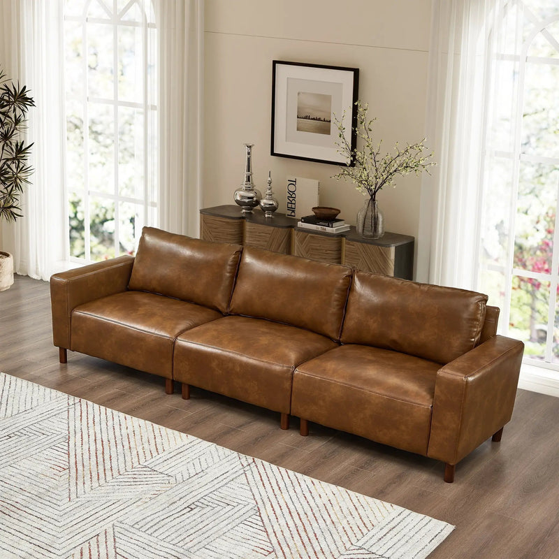 112" Luxury PU Leather Sofa for Living Room by HouseOfZazla