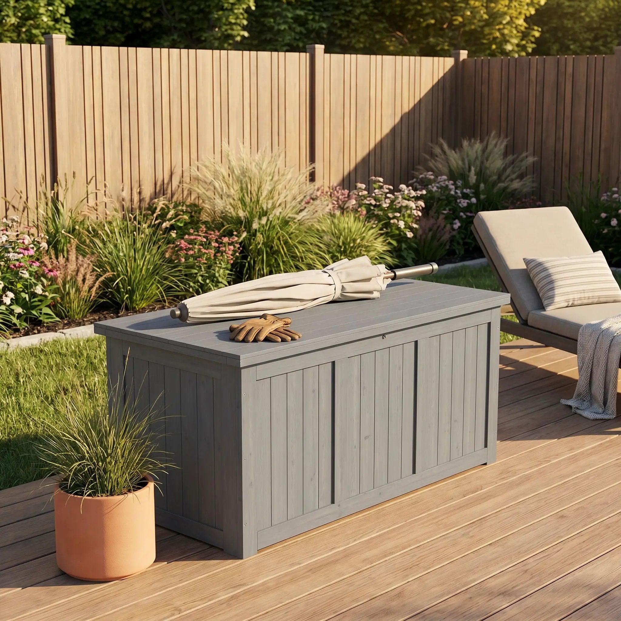 Outdoor Deck Box, Storage With Seat & Table Top by HouseOfZazla