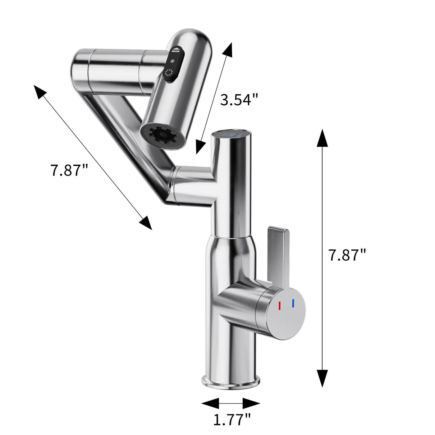 Bathroom Sink Faucet With Spray Function And Temperature Display, Anti Skid Switch, 360 Degree Rotary by HouseOfZazla