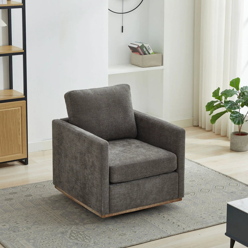 Modern Square Upholstered Swivel Accent Chair with Metal Base by HouseOfZazla
