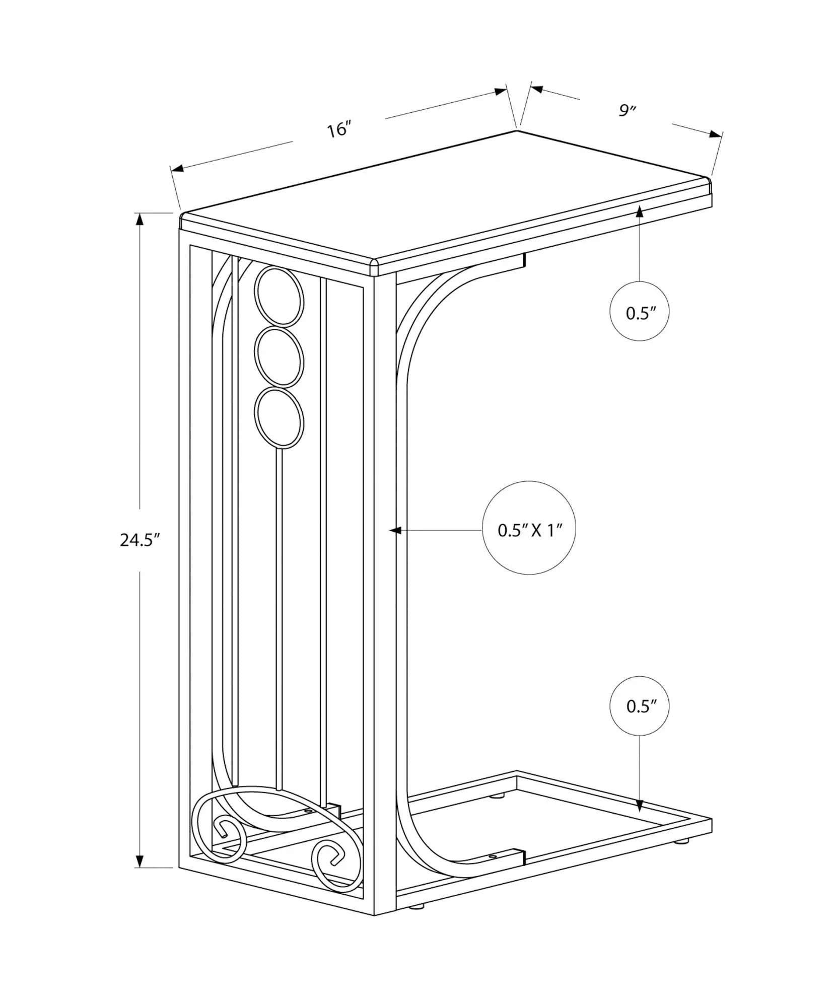 Elegant Accent Table, C - Shaped, Transitional by Unique Piece Furniture