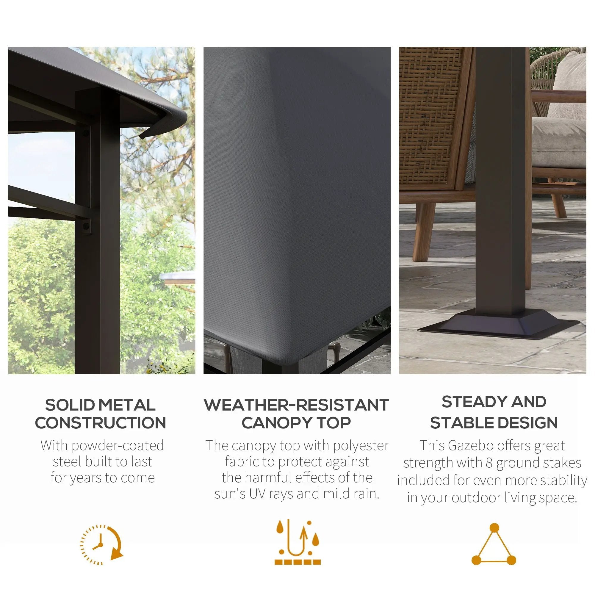 Outsunny - 10' x 10' Soft Top Patio Gazebo Outdoor Canopy With Unique Geometric Design Roof, All-Weather Steel Frame - Gray by Unique Piece Furniture