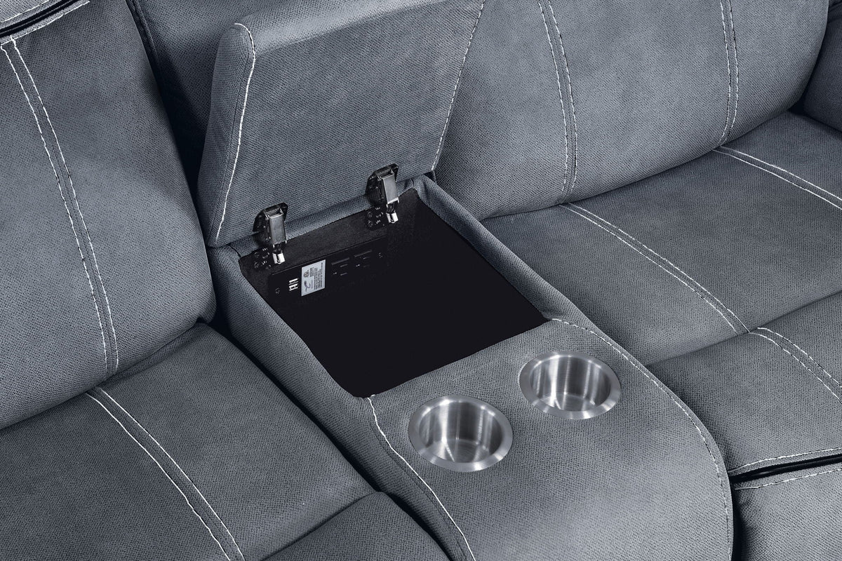Two-Tone Reclining Loveseat with USB Console - Dark Gray or Dark Brown, photo 5 of 8