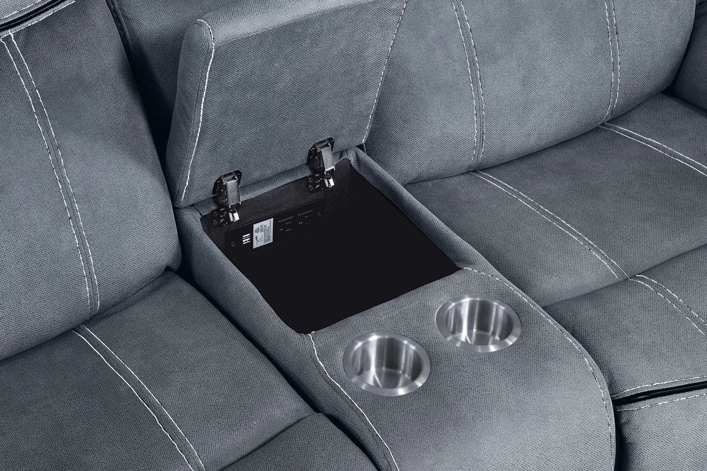 Zubaida Two Tone Recliner Loveseat with USB Port Console by HouseOfZazla