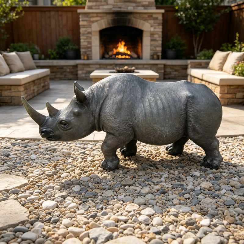 27.5" Large Realistic Rhinoceros Garden Statue by HouseOfZazla