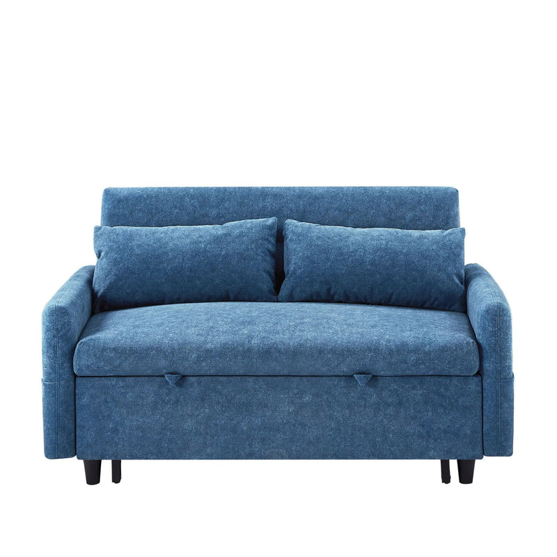 Pull Out Sleep Sofa Bed Loveseats Sofa Couch With Adjsutable Backrest, Storage Pockets, 2 Soft Pillows, USB Ports For Living Room, Bedroom, Apartment, Office by HouseOfZazla