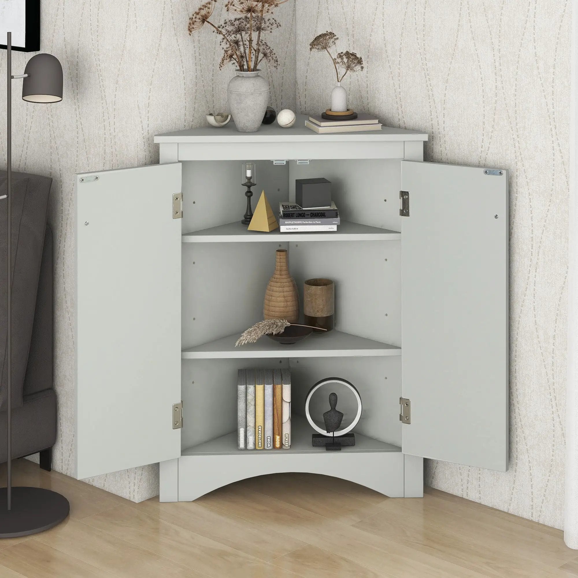 Triangle Bathroom Storage Cabinet With Adjustable Shelves, Freestanding Floor Cabinet For Home Kitchen by HouseOfZazla