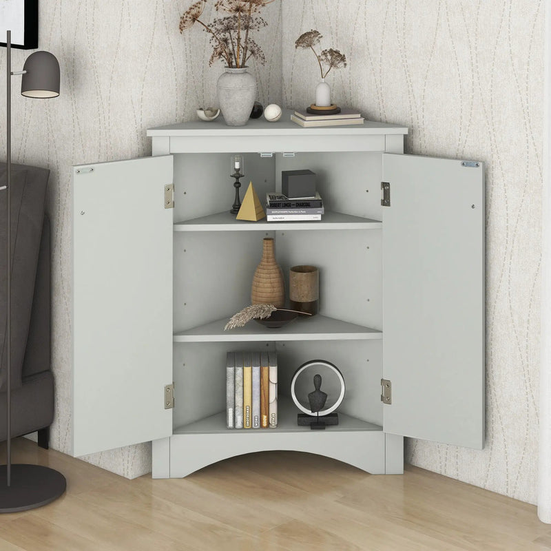Triangle Bathroom Storage Cabinet With Adjustable Shelves, Freestanding Floor Cabinet For Home Kitchen by HouseOfZazla