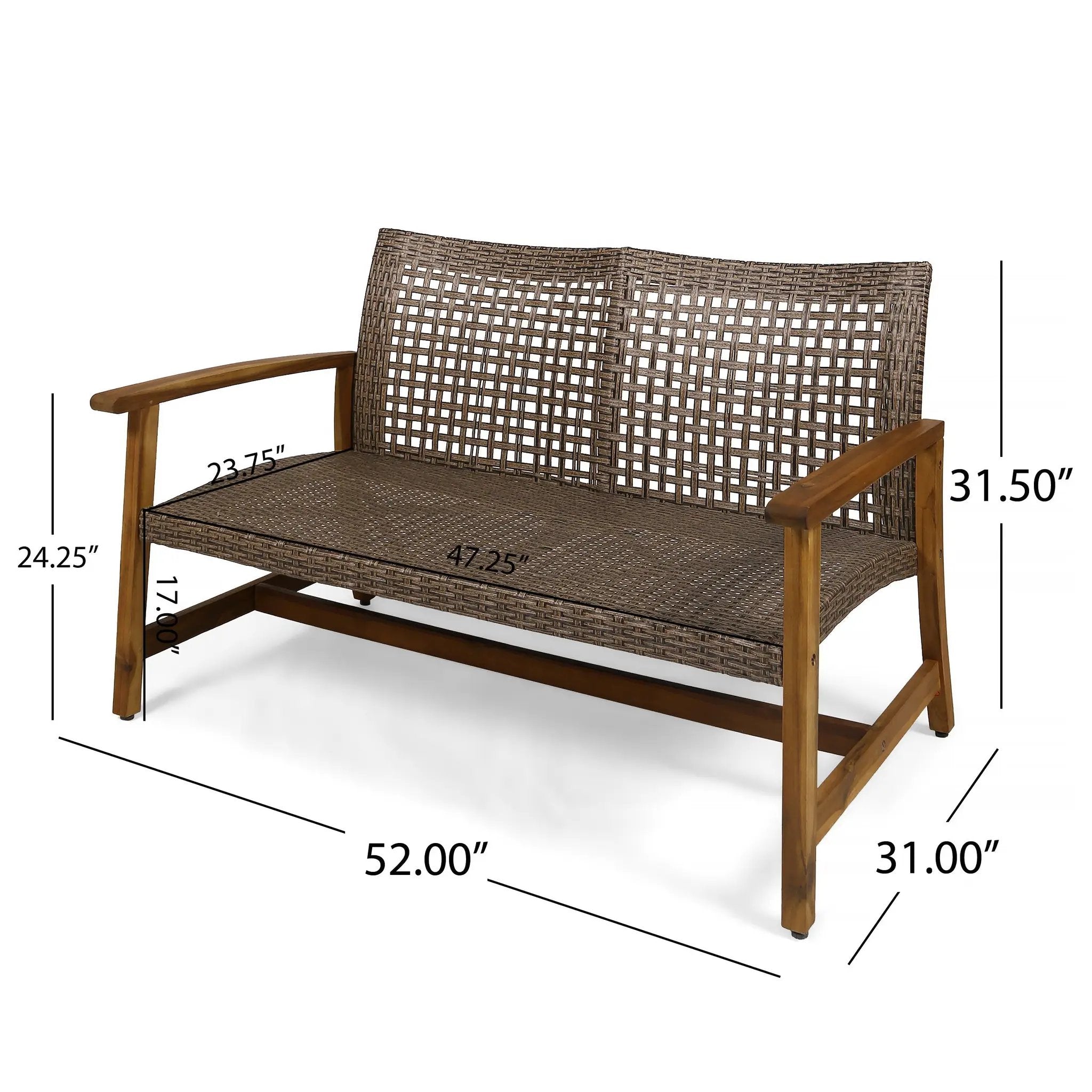 Hampton Outdoor Acacia Wood Wicker Loveseat by HouseOfZazla