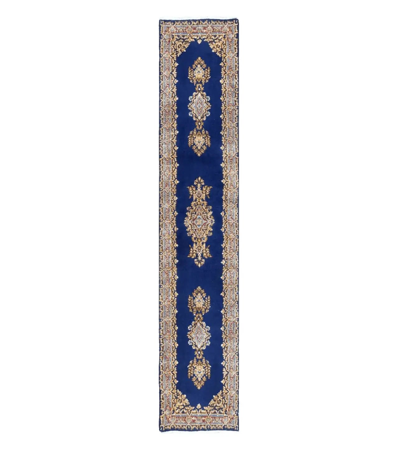 Semi Anique Dark Blue Persian Kerman Runner, 2'7" x 13'5" by Jewel Rugs