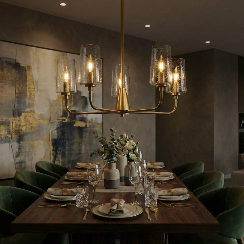 Dazzle - 5 Lights Chandelier With Clear Seeded Satin - Antique Brass / Clear / Gold by Unique Piece Furniture