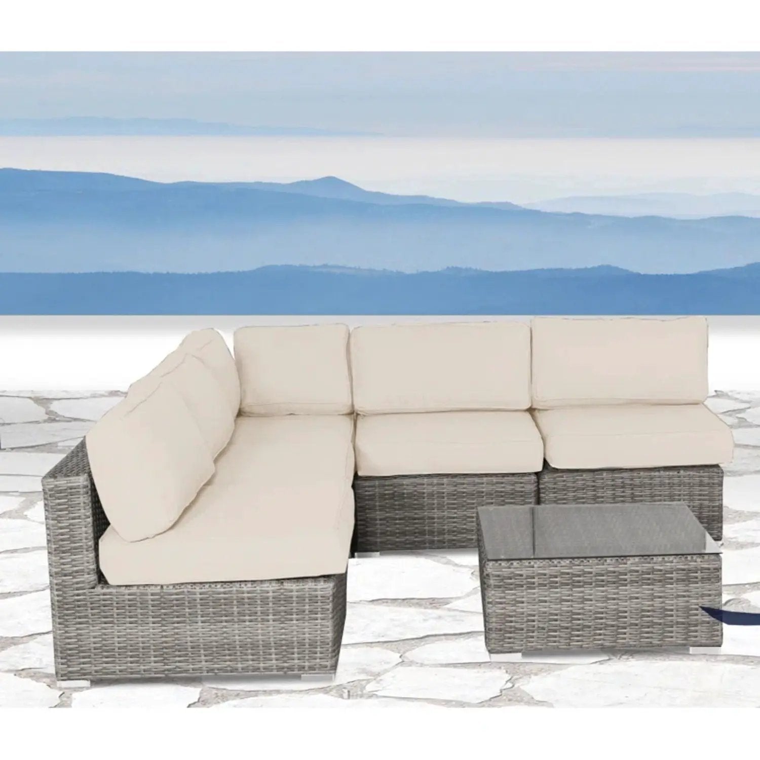 Seating Set With Cushions Handcrafted Wicker Design by Unique Piece Furniture