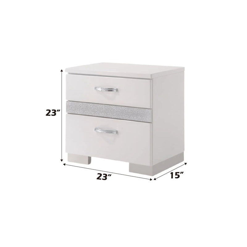 Naima II - High Gloss Nightstand - White by Unique Piece Furniture
