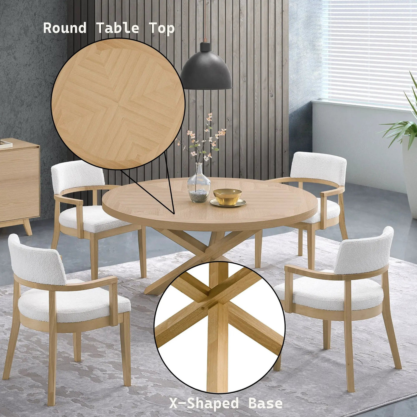 Kasem - Round Table With Matching Chair Dining Room Set by Unique Piece Furniture