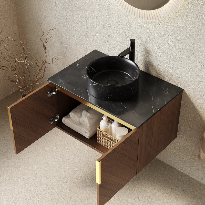 ARAI 30" Bathroom Vanity & Sink, Wall-Mounted Plywood Cabinet with Double Doors by HouseOfZazla