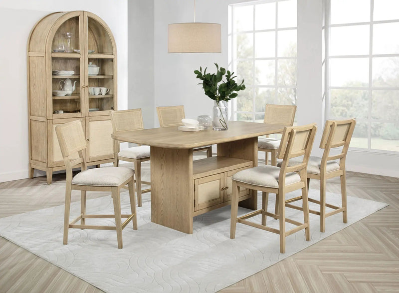 Kailani 8-piece Counter Dining Set with Cabinet Beige Oak by Unique Piece Furniture
