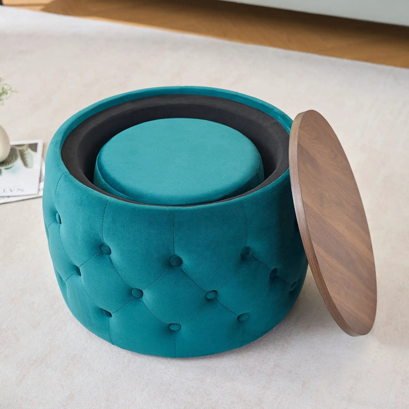 Nesting Ottomans 2 Piece With Tray, 4 In 1 Function by Unique Piece Furniture