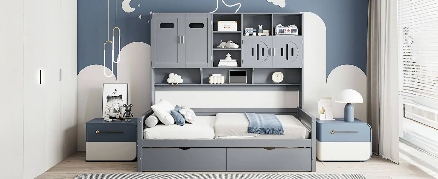 Daybed With All-In-One Cabinet And Shelf by HouseOfZazla