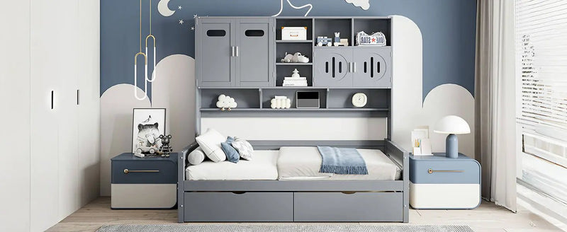Daybed With All-In-One Cabinet And Shelf by HouseOfZazla