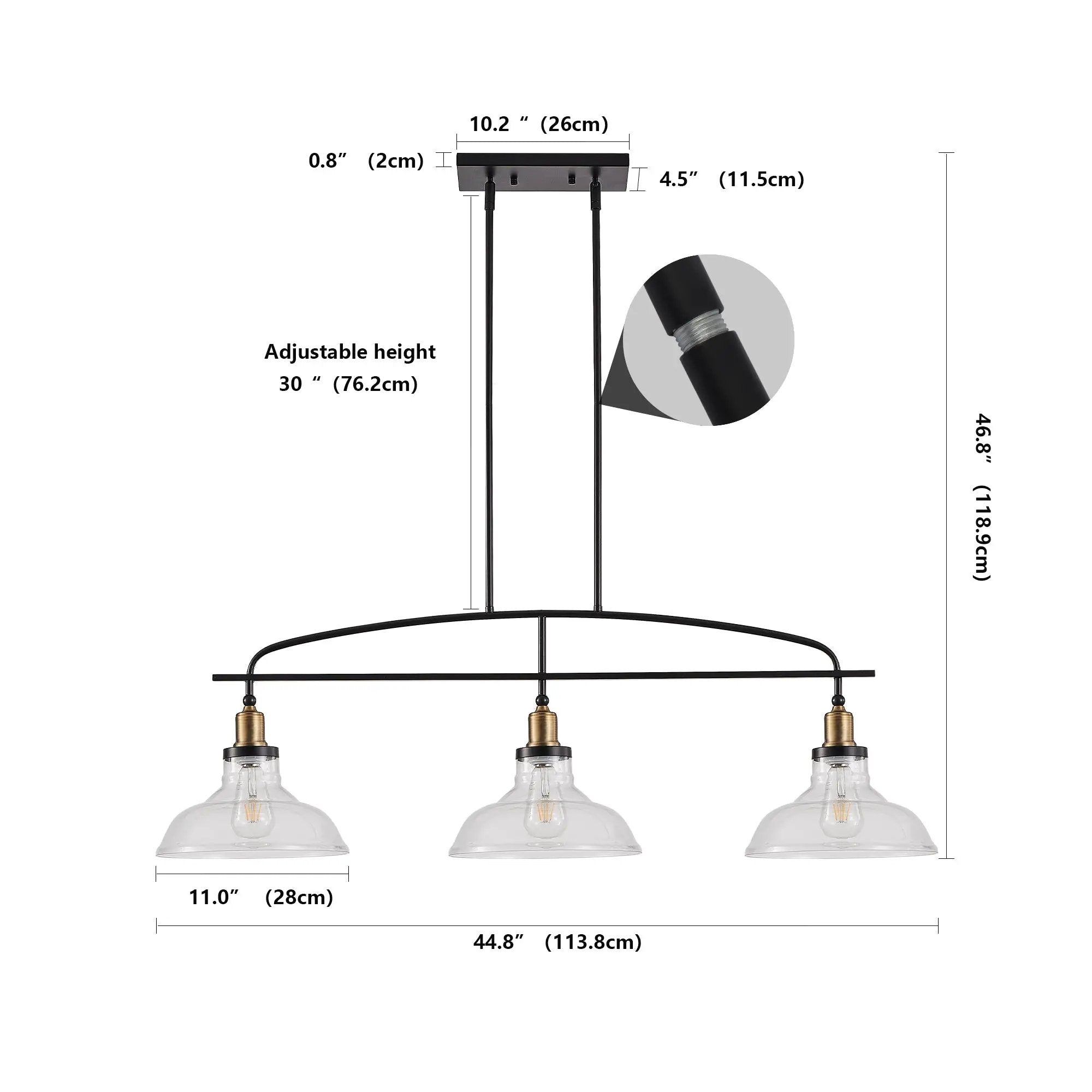 Industrial 3-Light Pendant Chandelier with Clear Glass Shades by HouseOfZazla