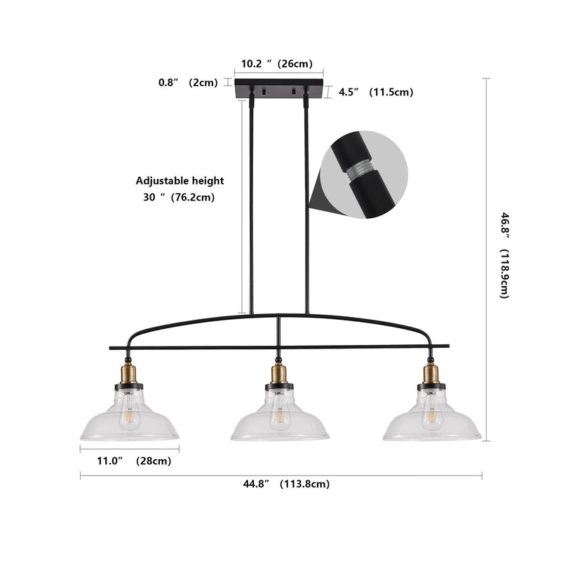 Industrial 3-Light Pendant Chandelier with Clear Glass Shades by HouseOfZazla