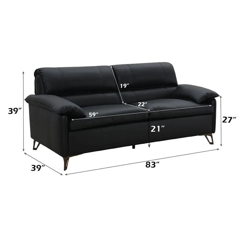 Eilene - Loveseat - Black Top Grain Leather by Unique Piece Furniture