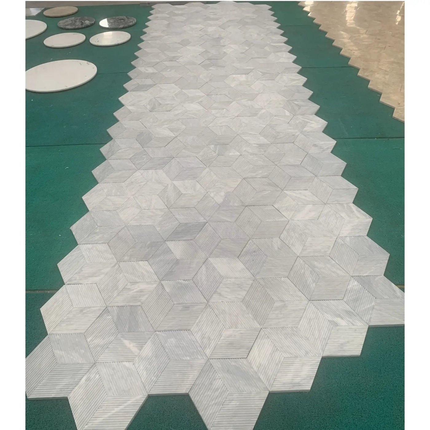 Hexagon Natural Stone Marble Tile, 3D Fluted (Set of 12) by HouseOfZazla