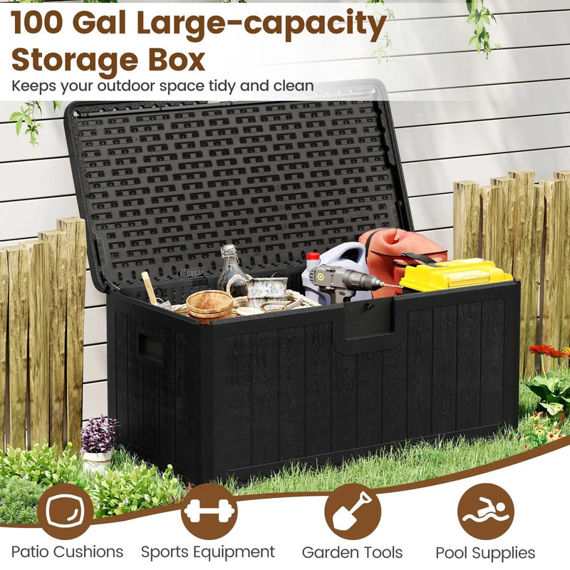 100 Gallon Large Deck Box with Lockable Lid for Patio by DirectDeals