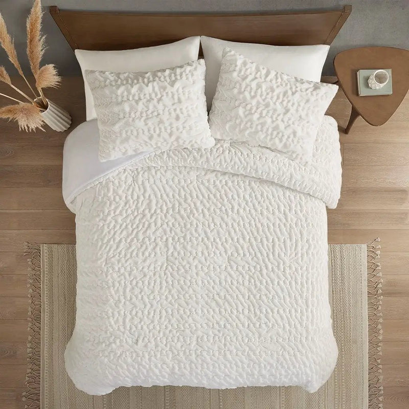 Full/Queen Ruched Fur Down Alternative Comforter Set by HouseOfZazla
