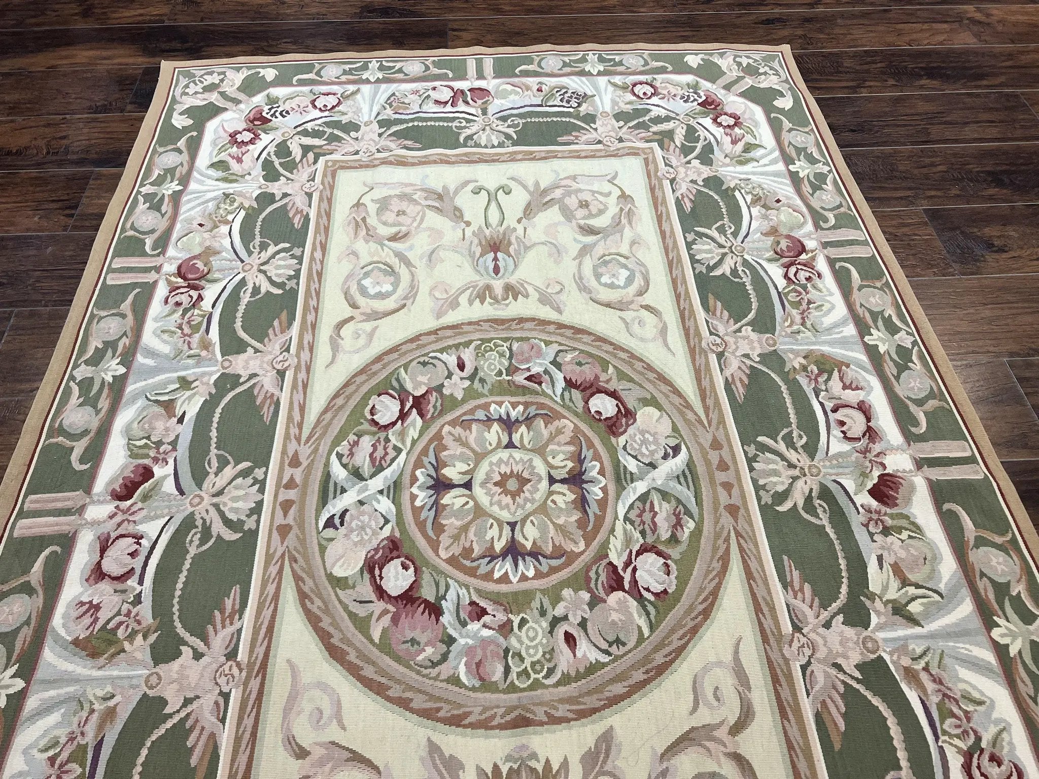 Aubusson Rug 5x8, Wool Handmade Vintage Carpet, Angel Motifs, Flatweave Rug 5 x 8, Medium Sized, European Design by Jewel Rugs