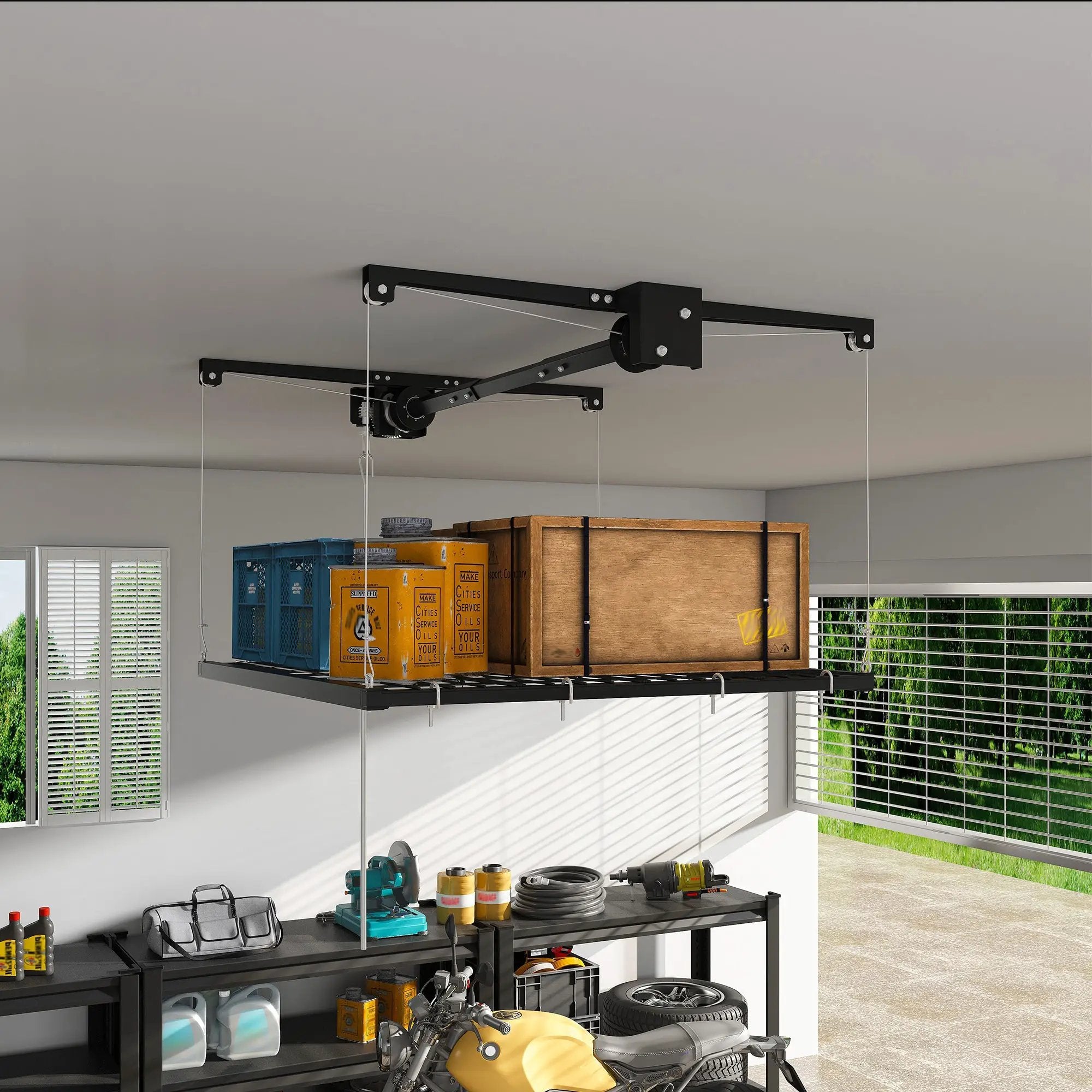 Overhead Garage Storage Rack 4x4 FT for High Ceilings by HouseOfZazla