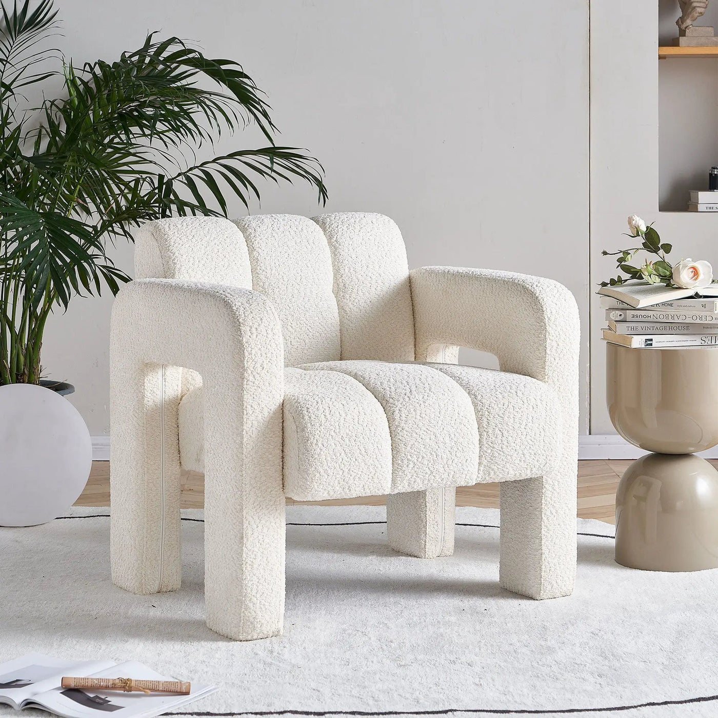 31.10" Boucle Upholstered Accent Chair by HouseOfZazla