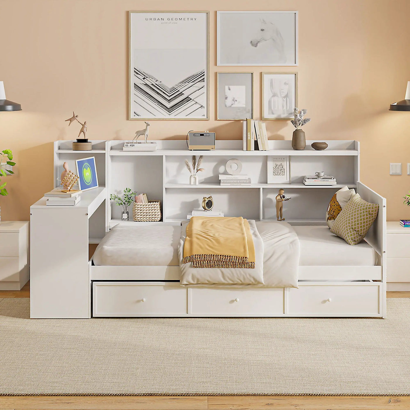 Daybed With 3 Drawers USB Ports And Desk by Unique Piece Furniture