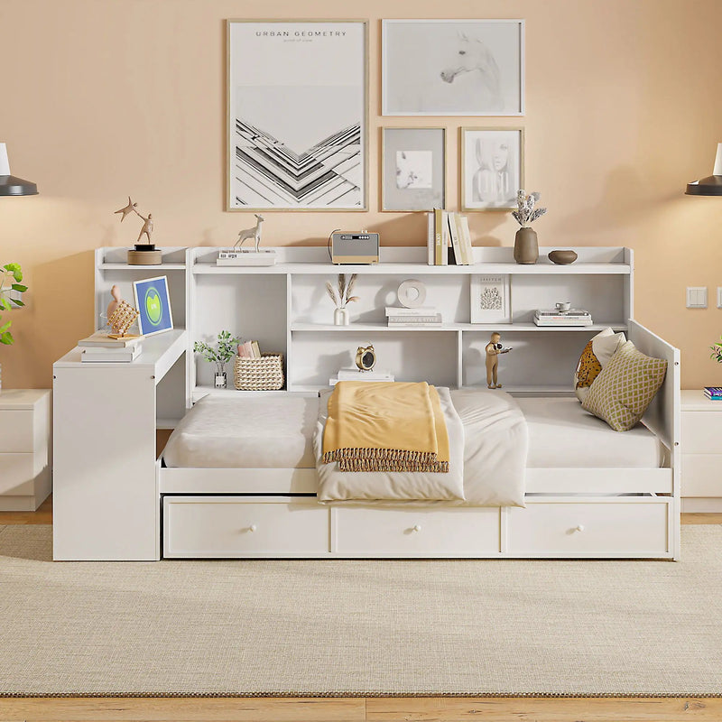 Daybed With 3 Drawers USB Ports And Desk by HouseOfZazla