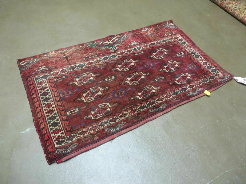 2.5' X 4' Antique Handmade Bokhara Turkoman Yamud Wool Rug Kilim Backing NICE by Jewel Rugs