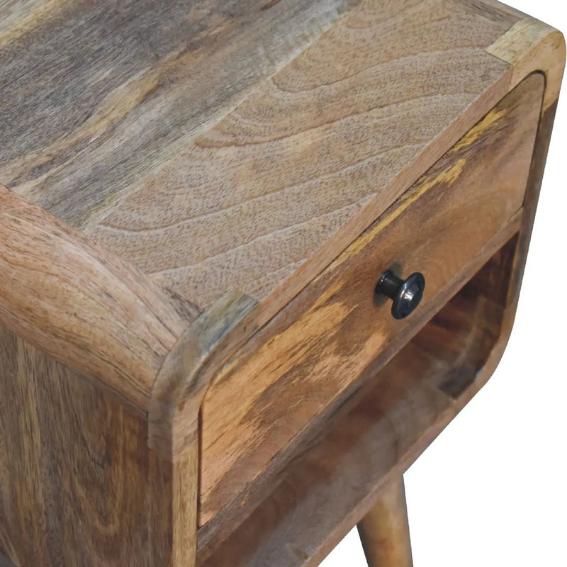 Solid Wood Mini Oak-ish Curve Lower Nightstand by HouseOfZazla