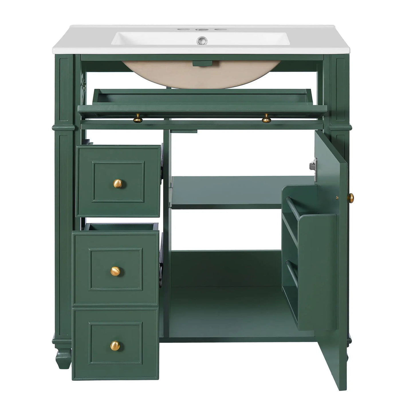 Bathroom Vanity Cabinet With Sink, Soft Close Doors With Door Organizer by HouseOfZazla