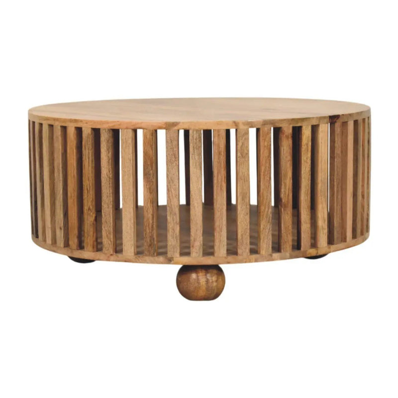 Slatted Round Coffee Table - Beige by HouseOfZazla
