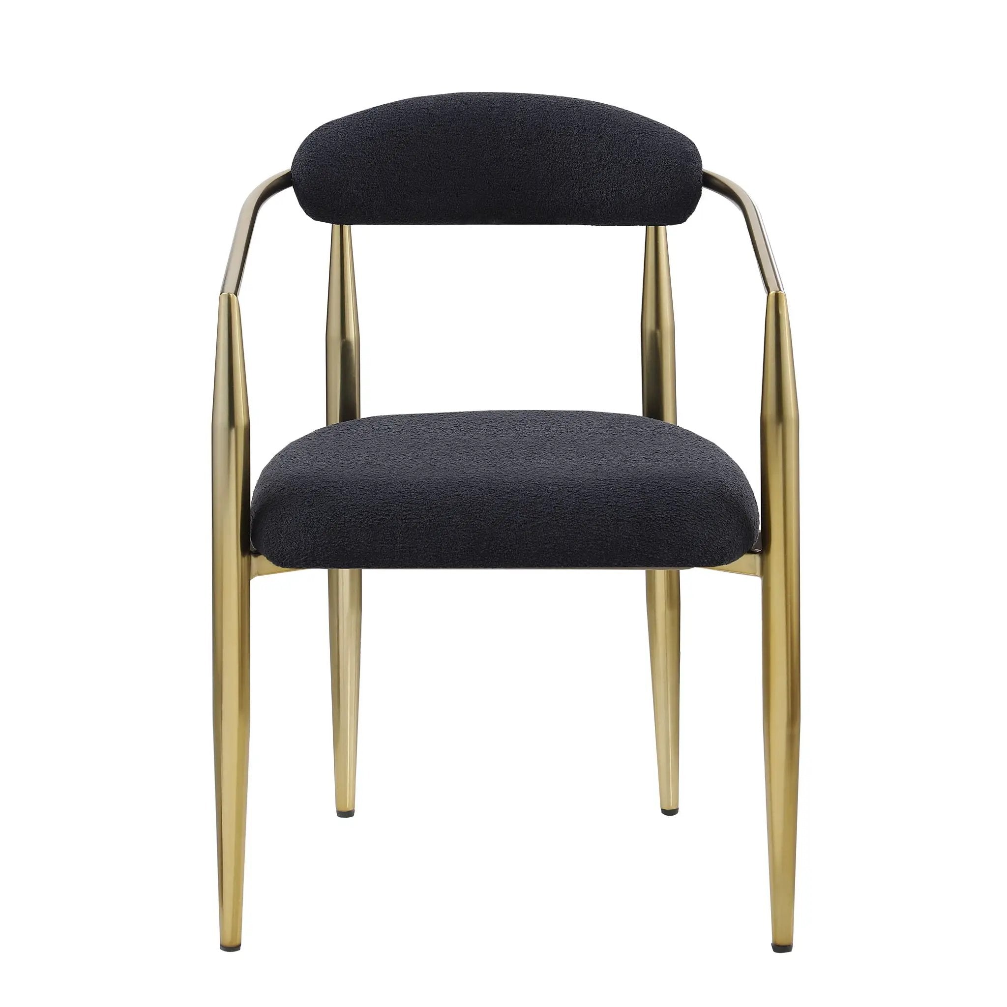Dining Chairs (Set of 2), Mid-Century Modern Dining Chairs, Kitchen Dining Room Chairs, Round Boucle Backrest Sherpa Dining Chair With Metal Legs by HouseOfZazla